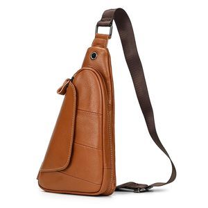 Men's Leather Sling Bag Chest Shoulder Backpack Crossbody Bag for😛